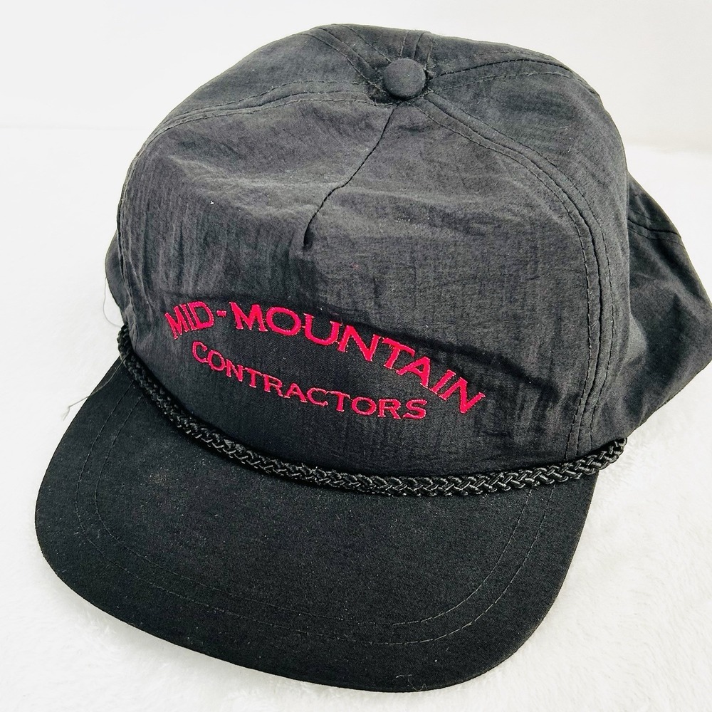 Mid-Mountain Contractors Rope Trucker Hat Cap Snapback Adjustable Black Casual‎